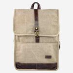 Σακίδιο Πλάτης RCM 17546 Μπεζ Canvas Cotton Washed με Μεταλλικές Λεπτομέρειες