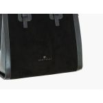 Γυναικεία Τσάντα Ώμου Bartuggi 718-0083 Μαύρο | Σουέτ Υφή με 3 Κεντρικές Θέσεις & Έξτρα Ιμάντας