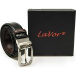 Ανδρική Δερμάτινη Ζώνη LAVOR 1-82 | Διπλής Όψεως Μαύρο & Καφέ | Περιστρεφόμενη Αγκράφα