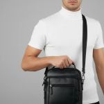 Δερμάτινο Ανδρικό Τσαντάκι Ώμου RCM H19 Μαύρο | 2 Κεντρικές Θέσεις & Χειρολαβή | Γνήσιο Δέρμα
