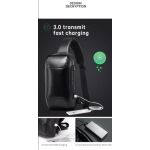 Ανδρικό Τσαντάκι Ώμου Χιαστί Bange 22085 Plus Μαύρο | Carbon Edition | Αδιάβροχο & Θύρα Φόρτισης