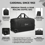 Μεγάλη Τροχοτσάντα Ταξιδιού Cardinal 8508 Μαύρη 75cm 105L | Αδιάβροχη με Διπλό Πάτο | Τηλεσκοπική Λαβή