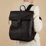 Δερμάτινο Επαγγελματικό Σακίδιο Πλάτης Chesterfield Savona C58.032200 Μαύρο | Roll Top, Θήκη Laptop 15
