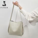 Δερμάτινη Γυναικεία Τσάντα Shopper Ώμου Foxer 9136015F Λευκό | Κομψή Τσάντα Με Αποσπώμενη Εσωτερική Θήκη (2-σε-1)