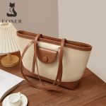Γυναικεία Τσάντα Shopper Ώμου Foxer 9151041F Μπέζ/Καφέ | Μεγάλη Χωρητικότητα Με Διπλό Κλείσιμο | Έξυπνη Οργάνωση & Στυλ