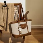 Γυναικεία Τσάντα Shopper Ώμου Foxer 9151041F Μπέζ/Καφέ | Μεγάλη Χωρητικότητα Με Διπλό Κλείσιμο | Έξυπνη Οργάνωση & Στυλ