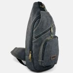 Τσαντάκι Χιαστί / Στήθους RCM 950728 Μαύρο Crossbody Casual, από Ύφασμα Καμβά με Πολλαπλές Θήκες