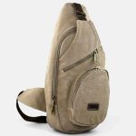 Τσαντάκι Χιαστί / Στήθους RCM 950728 Μπεζ  Crossbody Casual, από Ύφασμα Καμβά με Πολλαπλές Θήκες