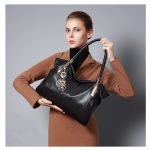 Δερμάτινη Γυναικεία Τσάντα Shopper ‘Ωμου Foxer 958136F μαύρο