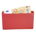 Γυναικείο Δερμάτινο Πορτοφόλι GINIS FLO246 Κόκκινο | 15 Θήκες Καρτών & RFID Προστασία & Μέγιστη Οργάνωσης