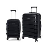 Σετ 2 Βαλίτσες (Καμπίνας & Μεσαία) Seagull SG180 Μαύρο | Άθραυστο Πολυπροπυλένιο, με Επέκταση & Ρόδες