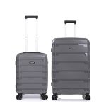 Σετ 2 Βαλίτσες (Καμπίνας & Μεσαία) Seagull SG180 Γκρι | Άθραυστο Πολυπροπυλένιο, με Επέκταση & Ρόδες