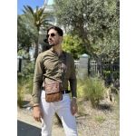 Δερμάτινο Ανδρικό Τσαντάκι Ώμου Bull Captain DJB 016 Καφέ | Vintage με Καπάκι & 3 Φερμουάρ
