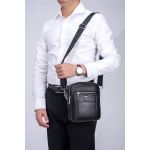 Δερμάτινο Ανδρικό Τσαντάκι Ώμου Bull Captain DJB 09 Μαύρο | Compact Μέγεθος με 5 Εξωτερικές Θήκες