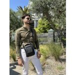 Δερμάτινο Ανδρικό Τσαντάκι Ώμου Bull Captain DJB 777 Μαύρο | Δέρμα Διετούς Παλαίωσης με 4 Εξωτερικές Θήκες