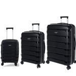 Σετ Βαλίτσες Τριάδα (S, M, L) Seagull SG180 Μαύρο – Άθραυστο Πολυπροπυλένιο με Επέκταση & 4 Ρόδες