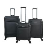 Premium Σετ Βαλιτσών 3 Τεμαχίων RCM 214-SET3 Μαύρο |Θωρακισμένο Ύφασμ με 4 Διπλές Ρόδες | με Επέκταση Όγκου