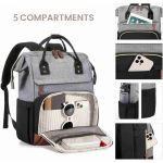Γυναικείο Σακίδιο Πλάτης Lovevook MB2046 15.6″ Grey/Black/Brown| Επαγγελματικό & Ταξιδίου | Αντικλεπτικό Backpack