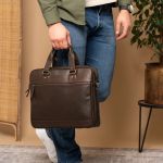 Δερμάτινη Επαγγελματική Τσάντα Chesterfield c40.110601 Καφέ Imperia | Θήκες Οργάνωσης & Wax Pull Up Δέρμα
