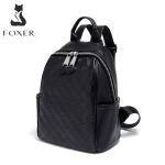 Δερμάτινο Γυναικείο Σακίδιο Πλάτης Foxer SF900116YF Μαύρο | Signature Μοτίβο | Καθημερινή Οργάνωση & Στυλ