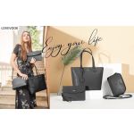 Γυναικείο Σετ Τσαντών 3 σε 1 Lovevook WB0976 Μαύρο (Ώμου, Χιαστί & Χειρός) | Κομψό Σετ με Tote, Crossbody & Clutch