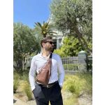 Ανδρικό Δερμάτινο Τσαντάκι Χιαστί Bull Captain XB 086 Καφέ | Ευρύχωρη Τσάντα Στήθους & 5 Θήκες