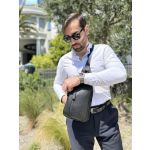 Ανδρικό Δερμάτινο Τσαντάκι Χιαστί Bull Captain XB 100 Μαύρο | 4 Θηκών & Λεπτό Προφίλ